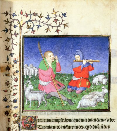 MS. 307, fol.20r Illustration to Eclogue 5, Paris by Lucon Master